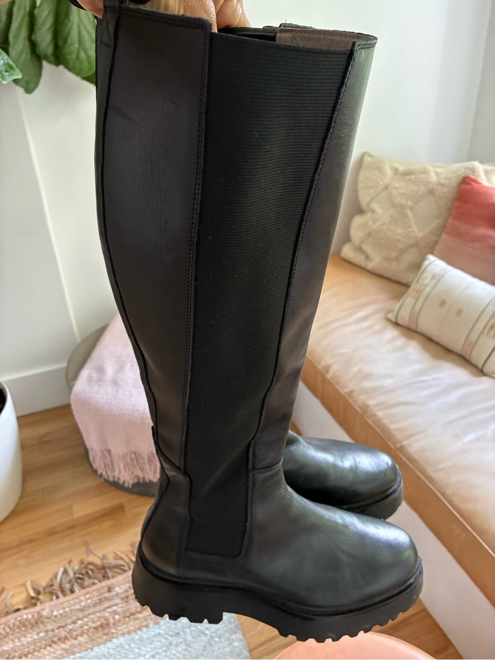 All Saints Black Knee-High Chunky Platform Boots - Picture 5 of 5